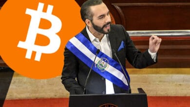 Presidente de El Salvador; ilustração do Bitcoin