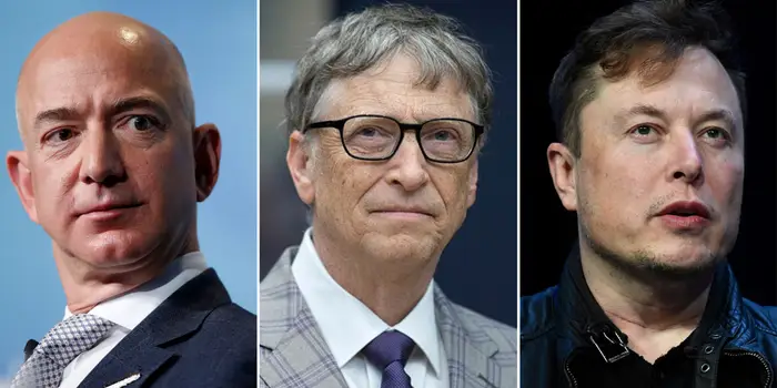 Jeff Bezos, Bill Gates e Elon Musk